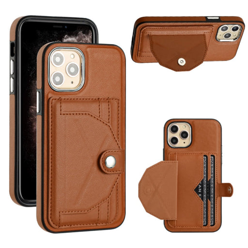 For iPhone 11 Pro Shockproof Leather Phone Case with Card Holder(Brown) - BaskiFit