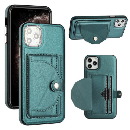 For iPhone 11 Pro Max Shockproof Leather Phone Case with Card Holder(Green) - BaskiFit