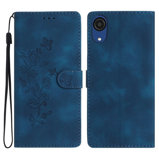 Flower Butterfly Embossing Pattern Leather Phone Case