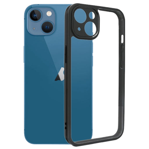 For iPhone 13 Frosted TPU + Transparent PC Phone Case(Black) - BaskiFit