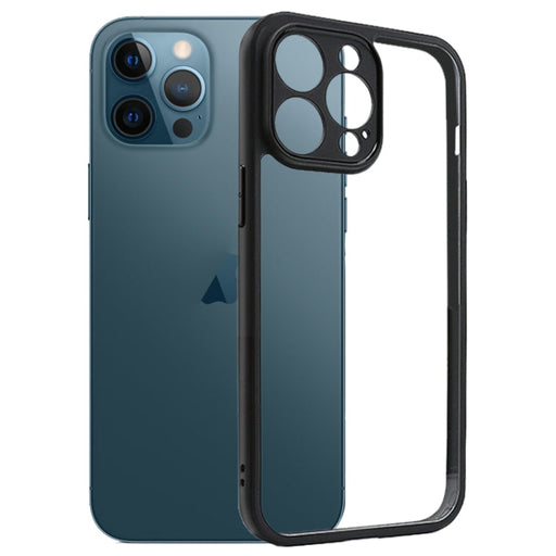 For iPhone 12 Pro Frosted TPU + Transparent PC Phone Case(Black) - BaskiFit