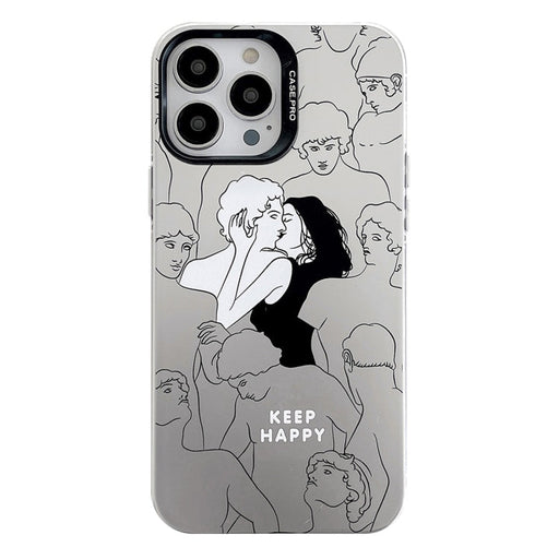 For iPhone 13 Pro Electroplated Silver Series PC Protective Phone Case(Lovers) - BaskiFit