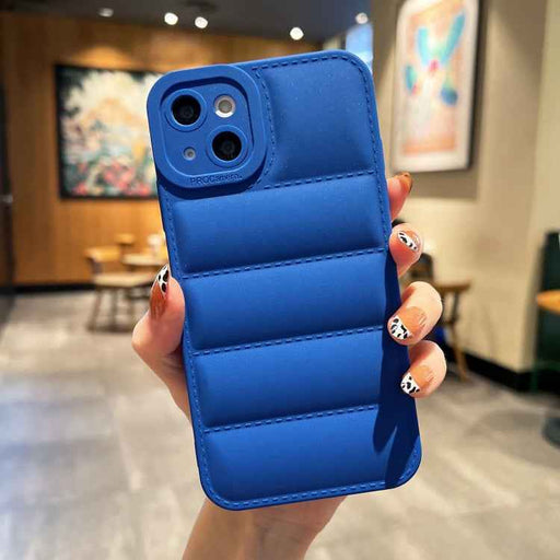 For iPhone 13 Eiderdown Airbag Frosted TPU Phone Case(Blue)