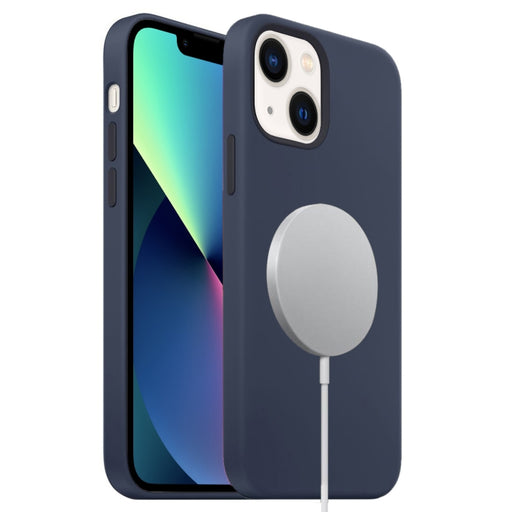 For iPhone 13 mini Liquid Silicone Full Coverage MagSafe Phone Case(Navy Blue) - BaskiFit