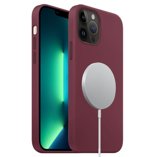 For iPhone 13 Pro Max Liquid Silicone Full Coverage MagSafe Phone Case(Wine Red) - BaskiFit