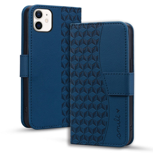 For iPhone 11 Business Diamond Buckle Leather Phone Case with Lanyard(Royal Blue) - BaskiFit