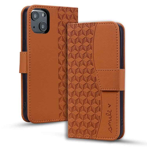 For iPhone 13 Business Diamond Buckle Leather Phone Case with Lanyard(Brown)
