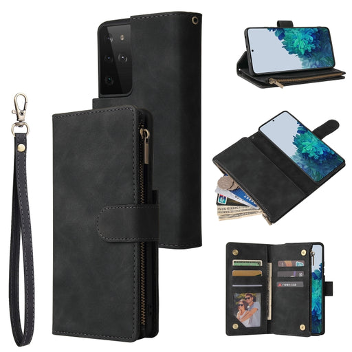 Multifunctional Frosted Zipper Wallet Leather Phone Case