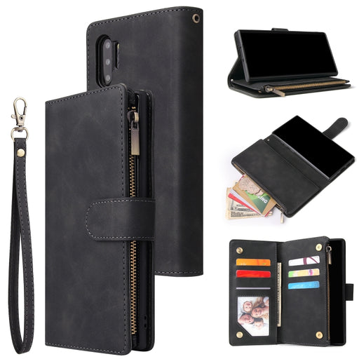 Multifunctional Frosted Zipper Wallet Leather Phone Case, For Samsung Galaxy Note10+