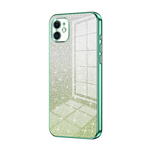 For iPhone 11 Gradient Glitter Powder Electroplated Phone Case(Green) - BaskiFit