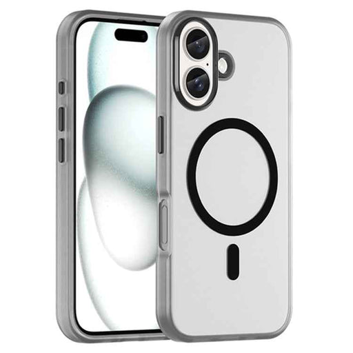 For iPhone 16 MagSafe Frosted Translucent TPU + PC Full Coverage Phone Case(Black)