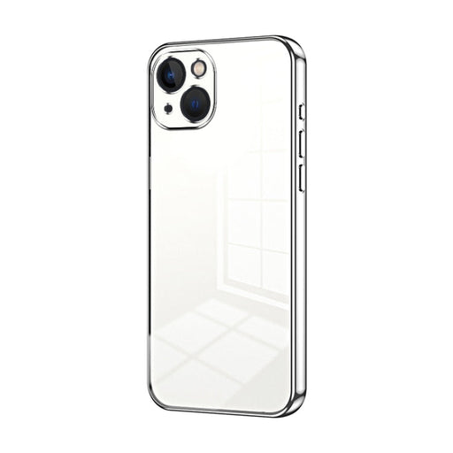 For iPhone 13 Transparent Plating Fine Hole Phone Case(Silver) - BaskiFit