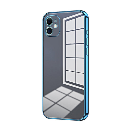 For iPhone 11 Transparent Plating Fine Hole Phone Case(Blue) - BaskiFit
