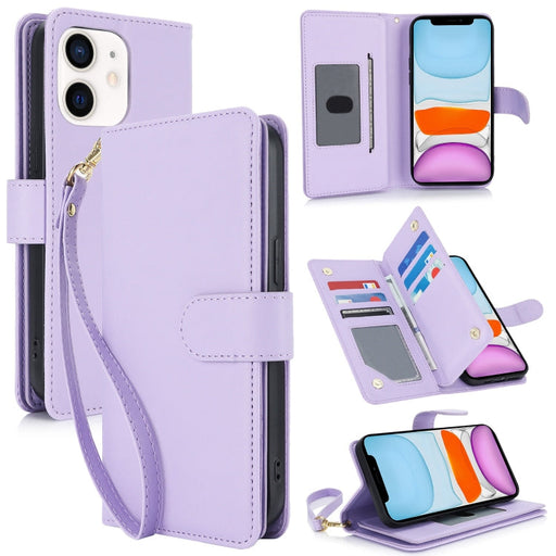 For iPhone 11 Multi-Card Wallet RFID Leather Phone Case(Light Purple) - BaskiFit