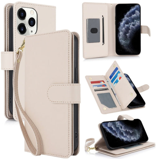 For iPhone 11 Pro Multi-Card Wallet RFID Leather Phone Case(Apricot) - BaskiFit