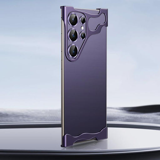 For Samsung Galaxy S25 Ultra 5G Frameless Metal Corner Pad Phone Case with Lens Film(Purple)