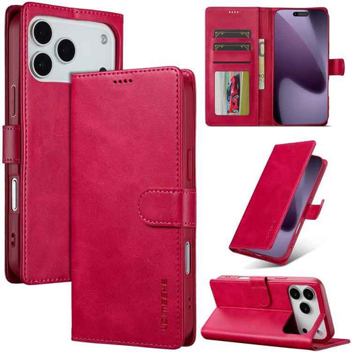 LC.IMEEKE Calf Texture Horizontal Flip Leather Case For iPhone 17 Pro Max(Red)