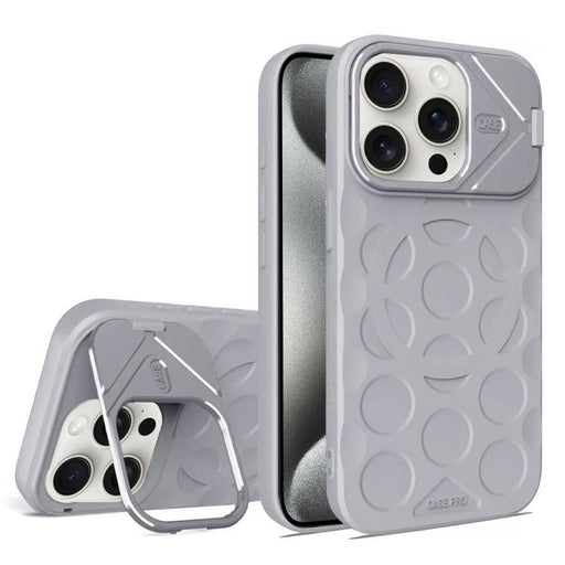 For iPhone 15 Pro Max Lens Frame Holder MagSafe PC Hybrid TPU Phone Case(Titanium Gray) - BaskiFit
