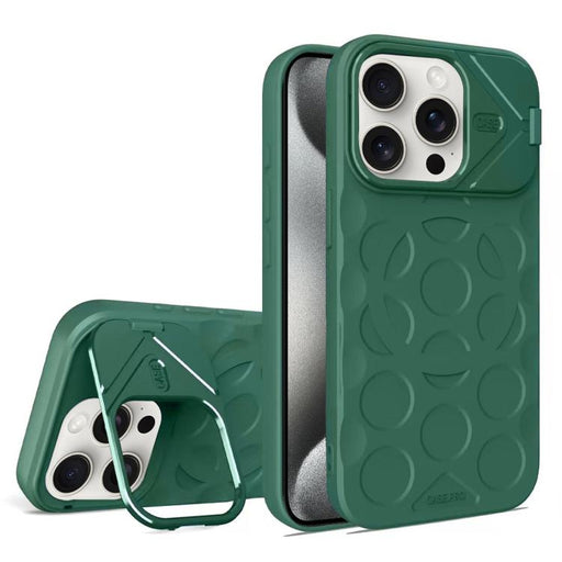 For iPhone 15 Pro Lens Frame Holder MagSafe PC Hybrid TPU Phone Case(Deep Green) - BaskiFit