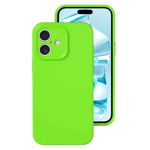 For iPhone 16 Precise Hole Liquid Silicone Jelly Color Full Coverage Phone Case(Fluorescent Green)