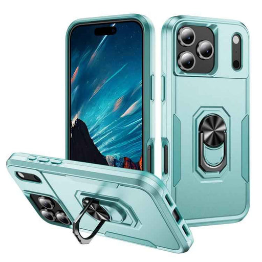 For iPhone 17 Pro Max Pioneer Armor Heavy Duty PC + TPU Phone Case with Holder(Green)