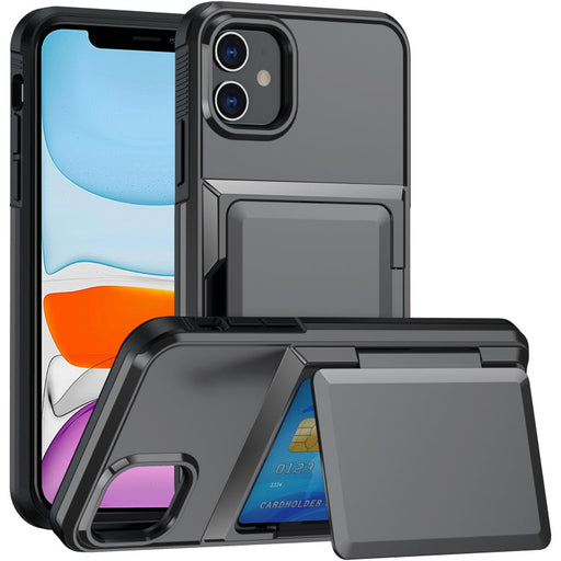For iPhone 11 Card Slot Holder Phone Case(Grey) - BaskiFit