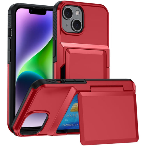 For iPhone 13 Card Slot Holder Phone Case(Red) - BaskiFit