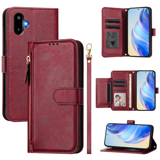 For Samsung Galaxy M06 5G / F06 5G Multi-Card Slots Zipper Wallet Leather Phone Case(Dark Red)