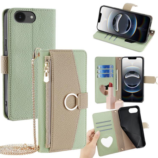 For iPhone 16e Crossbody Litchi Texture Leather Phone Case(Green)