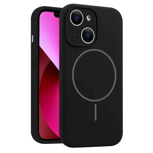 For iPhone 13 Fine Hole Liquid Silicone MagSafe Phone Case(Black) - BaskiFit