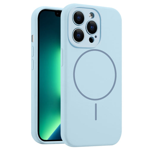 For iPhone 13 Pro Max Fine Hole Liquid Silicone MagSafe Phone Case(Blue) - BaskiFit