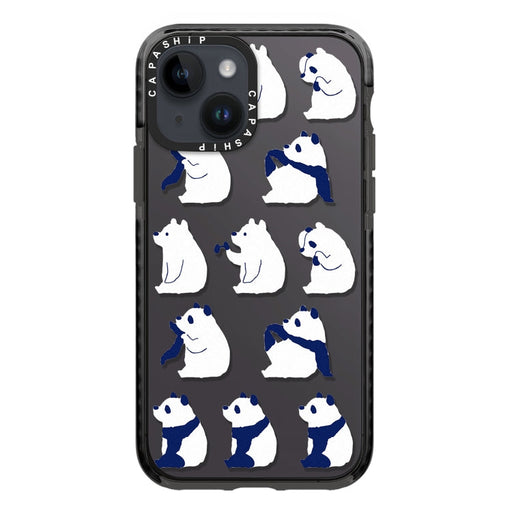 For iPhone 13 mini Simple Illustration Pattern Full Coverage Phone Case(Summer Panda C) - BaskiFit