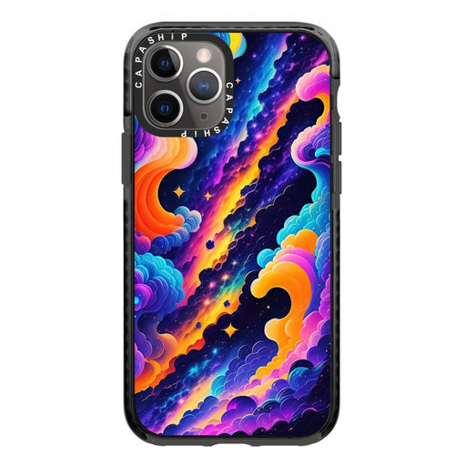 For iPhone 11 Pro Simple Illustration Pattern Full Coverage Phone Case(Colorful Clouds B) - BaskiFit