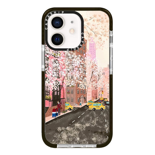 For iPhone 12 Simple Illustration Pattern Full Coverage Phone Case(Spring Scene B) - BaskiFit