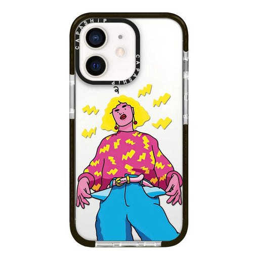 For iPhone 12 mini Simple Illustration Pattern Full Coverage Phone Case(Personality Girl C) - BaskiFit