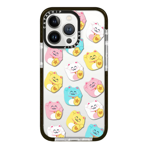 For iPhone 12 Pro Max Simple Illustration Pattern Full Coverage Phone Case(Lucky Cat B) - BaskiFit