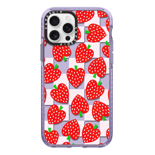 For iPhone 13 Pro Max Simple Illustration Pattern Full Coverage Phone Case(Love Strawberry) - BaskiFit