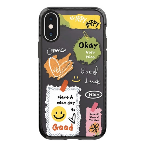 For iPhone XS Max Simple Illustration Pattern Full Coverage Phone Case(Happy Every Day D) - BaskiFit