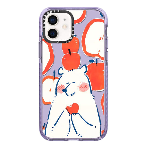 For iPhone 12 mini Simple Illustration Pattern Full Coverage Phone Case(Apple Bear) - BaskiFit