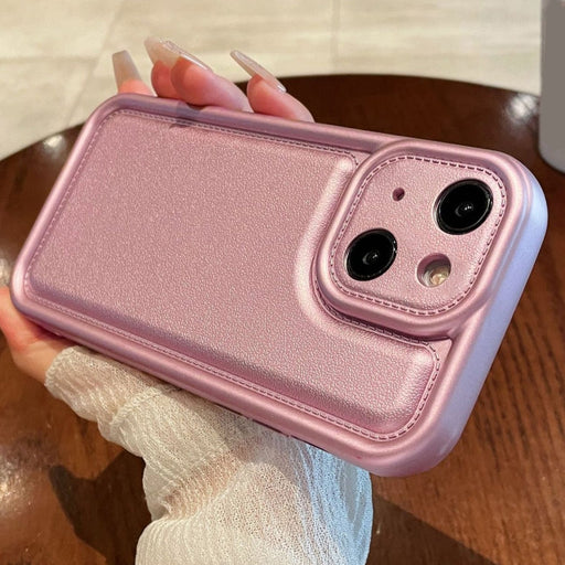For iPhone 13 Leather Texture TPU Phone Case(Pink) - BaskiFit