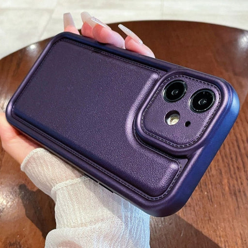 For iPhone 12 Leather Texture TPU Phone Case(Purple) - BaskiFit