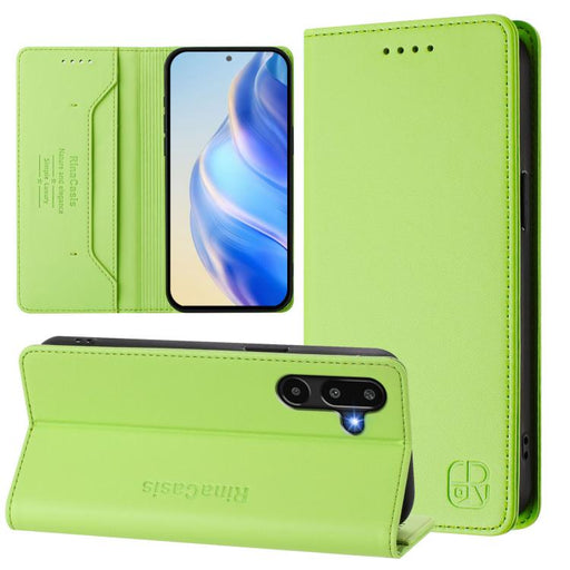 For Samsung Galaxy M16 / F16 5G Global RC01 Dual-Folded Magnetic Suction RFID Leather Phone Case(Grass Green)