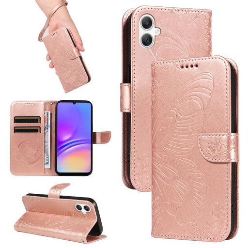 For Samsung Galaxy A06 5G / 4G Swallowtail Butterfly Embossed Leather Phone Case(Rose Gold)