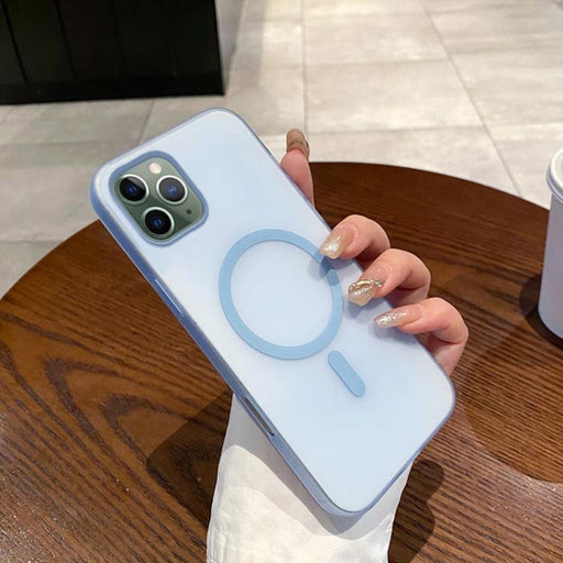 For iPhone 11 Pro Ice Fog MagSafe PC Phone Case(Transparent Blue) - BaskiFit