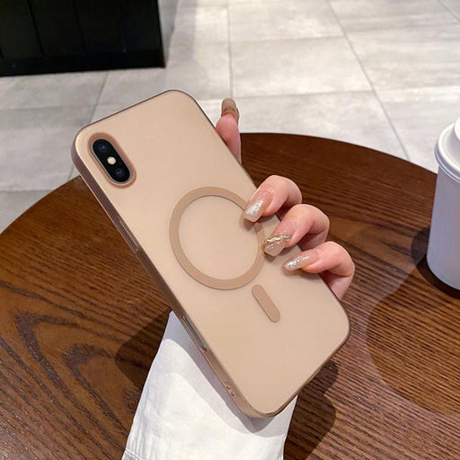 For iPhone XS Max Ice Fog MagSafe PC Phone Case(Gold) - BaskiFit