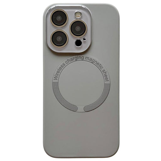 For iPhone 16 Pro Max Small Window Acrylic Glass Lens MagSafe Silicone Phone Case(Grey) - BaskiFit