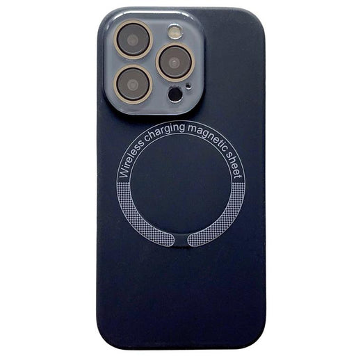 For iPhone 16 Pro Max Small Window Acrylic Glass Lens MagSafe Silicone Phone Case(Black) - BaskiFit