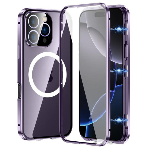 For iPhone 16 Pro Max 360 Full Body Magnetic Frosted MagSafe Phone Case(Purple) - BaskiFit