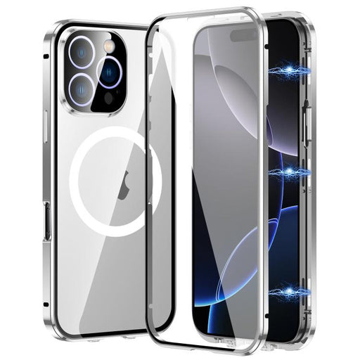 For iPhone 16 Pro Max 360 Full Body Magnetic Frosted MagSafe Phone Case(Silver) - BaskiFit