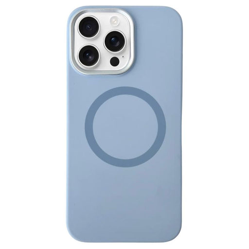 For iPhone 15 Pro Metal Frame Liquid Silicone MagSafe Phone Case(Sierra Blue) - BaskiFit